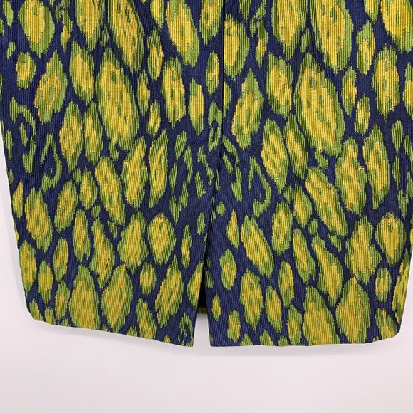 Gizia Skirt Blue Yellow Patterned Pencil Straight Lined - Picture 8 of 11